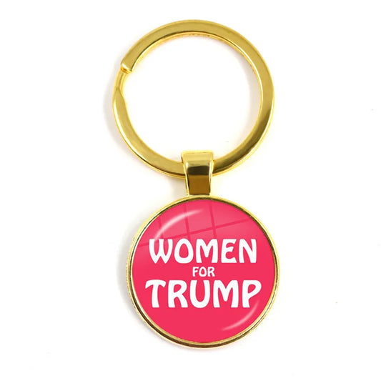 Women For Trump 2024 American USA Election Glass Cabochon Necklace