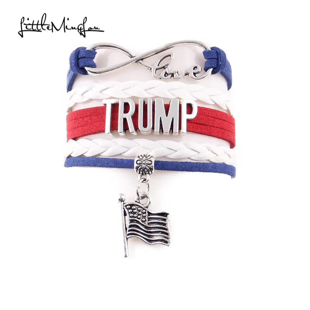 Infinity Love USA Election Trump 2024 merchandi HILLARY  Women Bracelet Charm Wrap Bracelets & Bangles For Men Jewelry