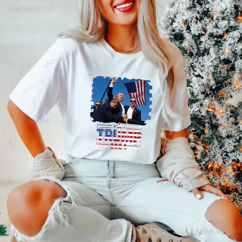 Trump Take America Back 2024 T shirt Make America Great Again Woman Graphic T Shirts Fight