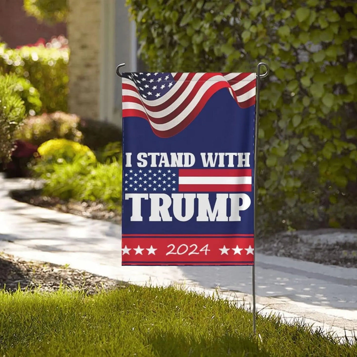 Flag I Stand With Trump Flags, I Stand With Trump Garden Flag Funny Garden Flag 12x18 Double Sided Decorative Flag For Home Gard