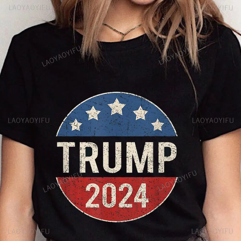 Trump 2024 Retro Campaign Printing  Women's Cotton T Shirt