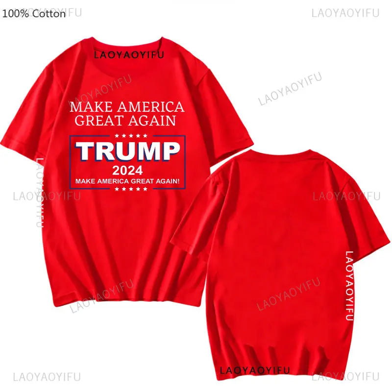 Trump 2024 Make America Great Again T-shirt Election Shirts 100% Cotton