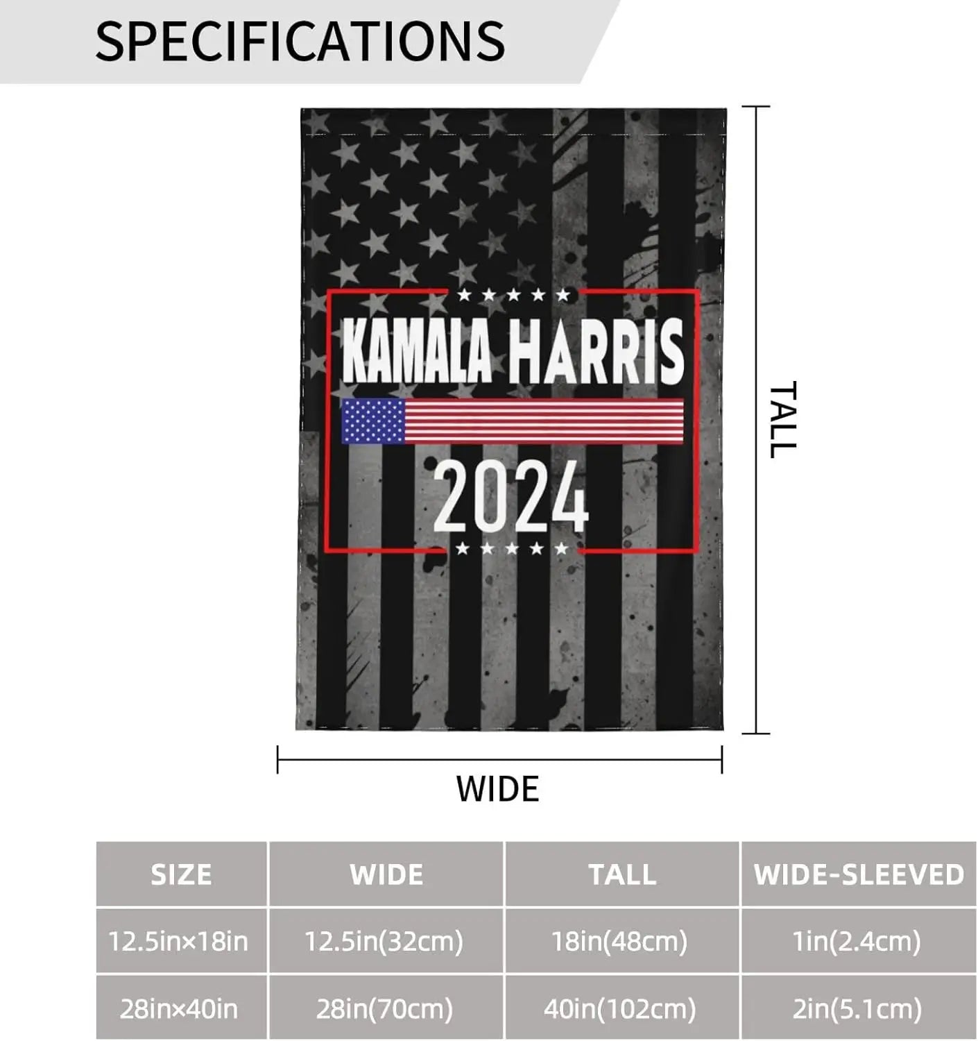 Kamala Harris For President 2024 Garden Flag 12.5"X18" Double Sided Yard Flag Indoor Outdoor Banner Home Decoration