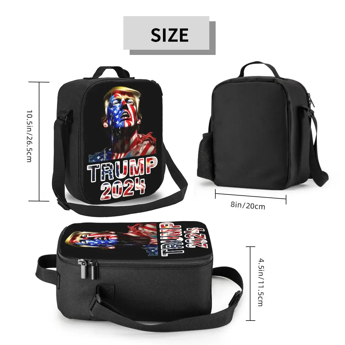 Trump 2024 MAGA Insulated Lunch Tote Bag for Women America Flag Portable Cooler Thermal Food Bento Box Outdoor Camping Travel