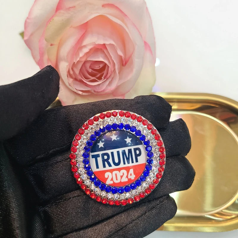 Trump 2024 Brooch Pins Save America Again Red Blue Lapel Pin Shirt Bag Badge Decoration