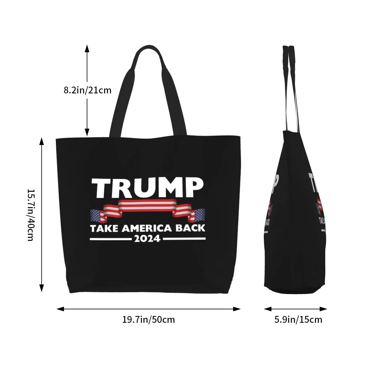 Kawaii Trump 2024 US America Back USA Shopping Tote Bags Recycling Grocery Canvas Shoulder Shopper Bag