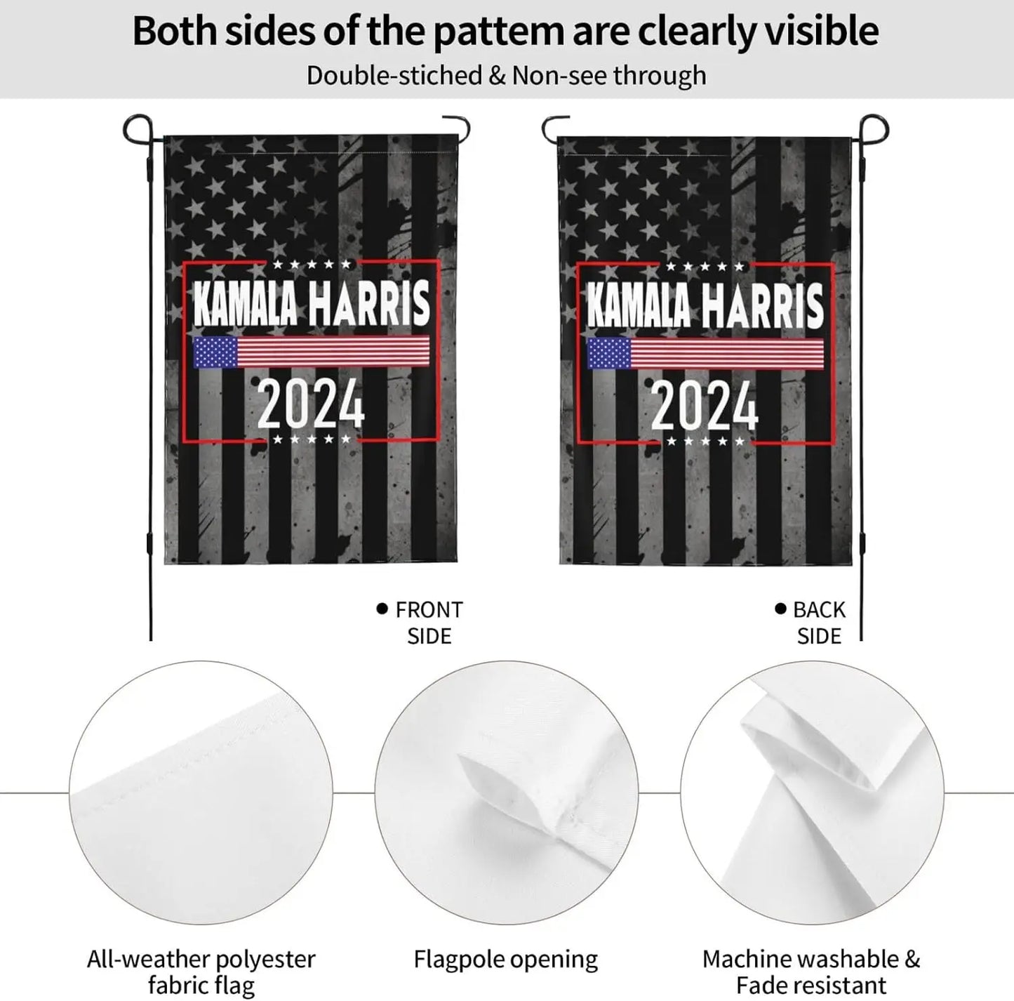 Kamala Harris For President 2024 Garden Flag 12.5"X18" Double Sided Yard Flag Indoor Outdoor Banner Home Decoration