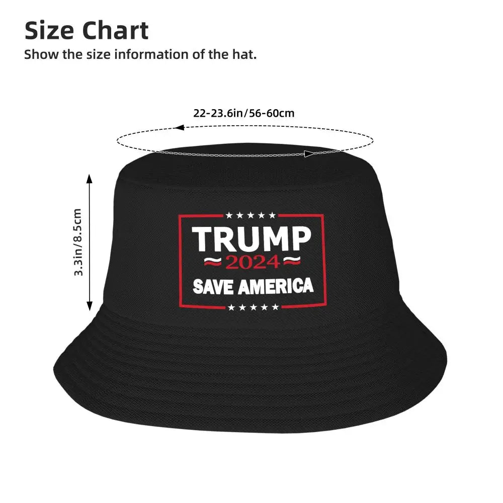 2024 Trump Save America Again Round Fashion Bucket Hat Beach Sunshade Hat Men's and Women's