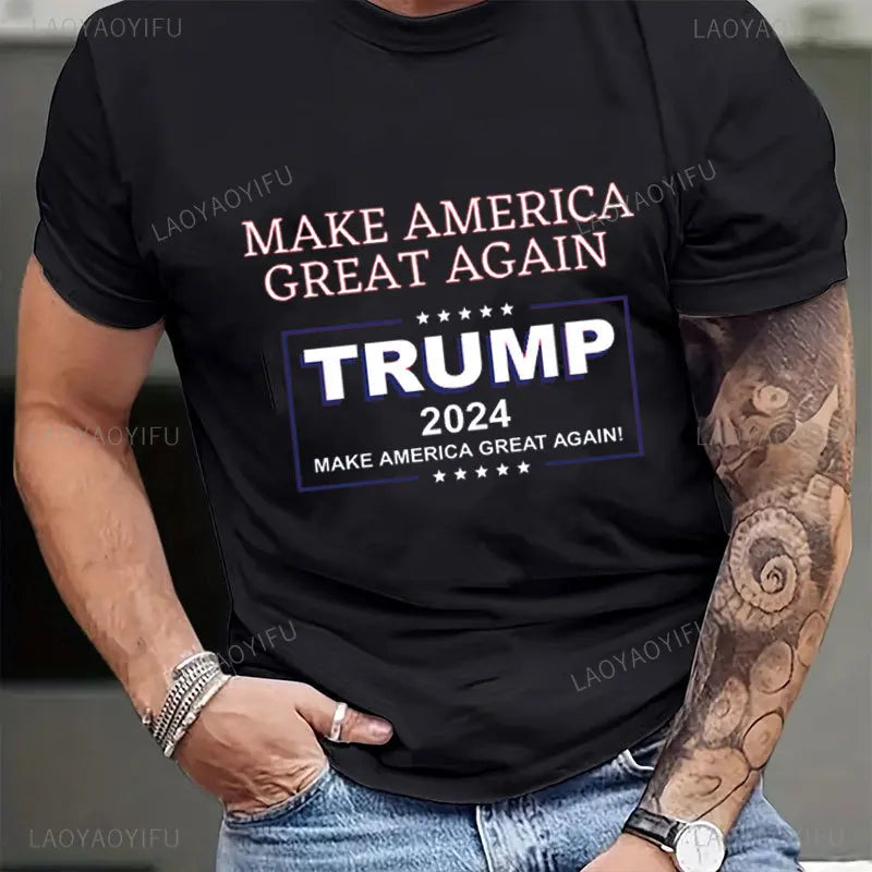 Trump 2024 Make America Great Again T-shirt Election Shirts 100% Cotton