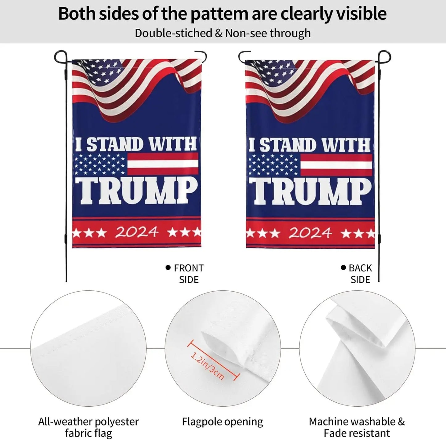 Flag I Stand With Trump Flags, I Stand With Trump Garden Flag Funny Garden Flag 12x18 Double Sided Decorative Flag For Home Gard